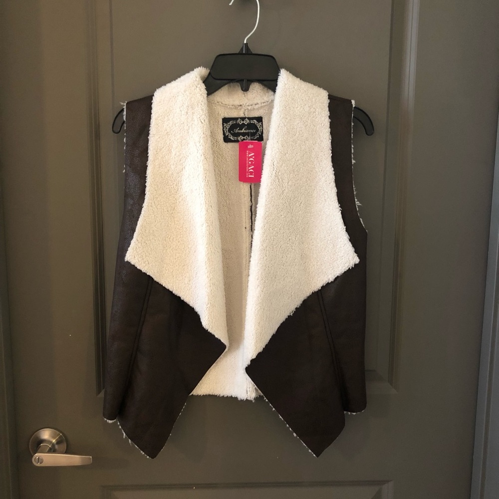 Brown faux fur vest